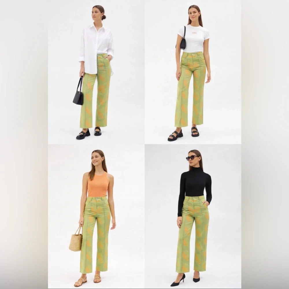 Lisa Says Gah Robyn Yin Yang Floral High Waist Straight Leg Pants Jeans. Sz 27 - Picture 11 of 11